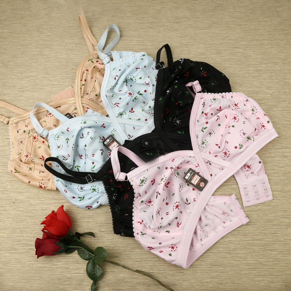 (4) Bra soft  Fabric Printed jersey bra