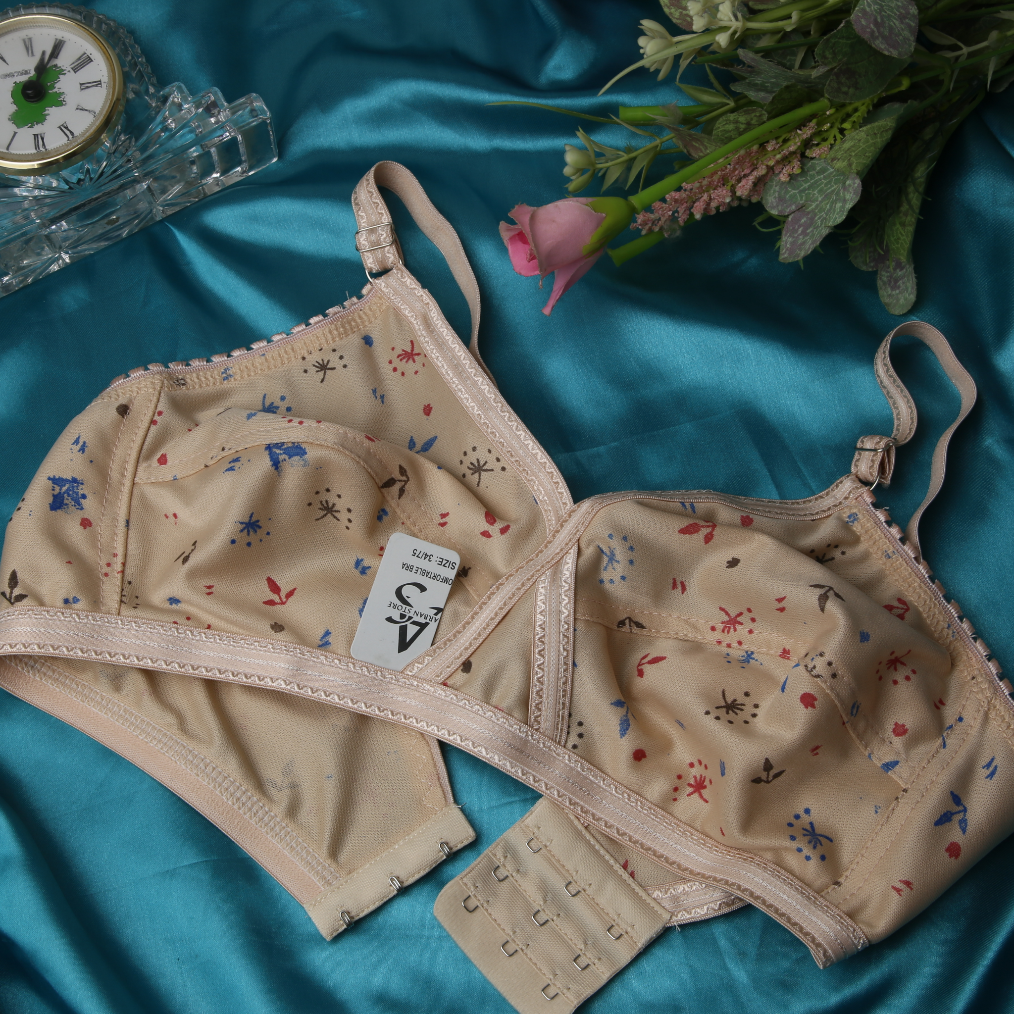 4 Piece Pack - Comfortable Printed Jersey Bras for Women