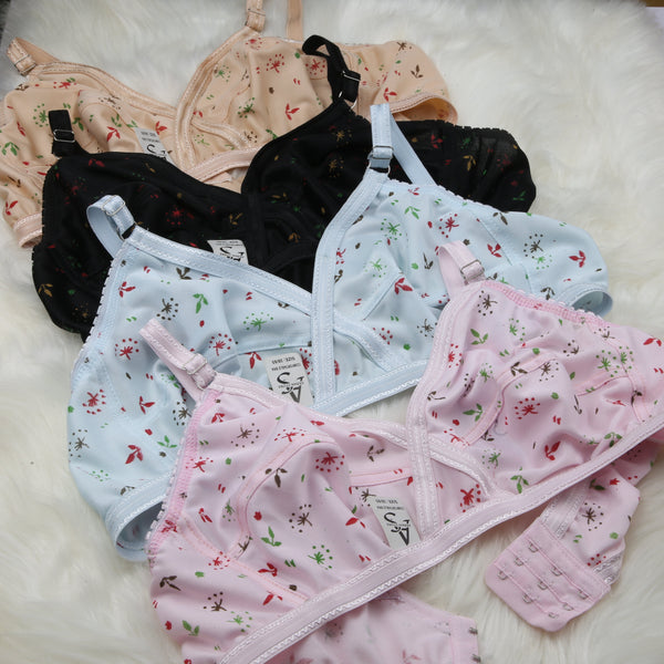 (4) Bra soft  Fabric Printed jersey bra