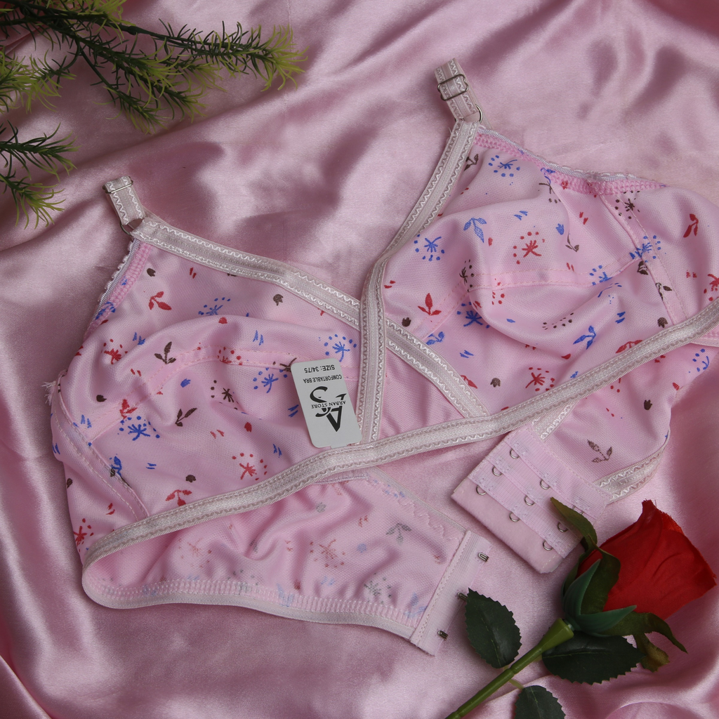 4 Piece Pack - Comfortable Printed Jersey Bras for Women