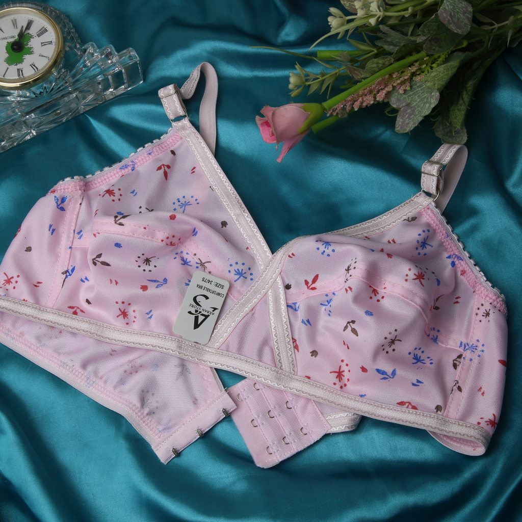 4 Piece Pack - Comfortable Printed Jersey Bras for Women