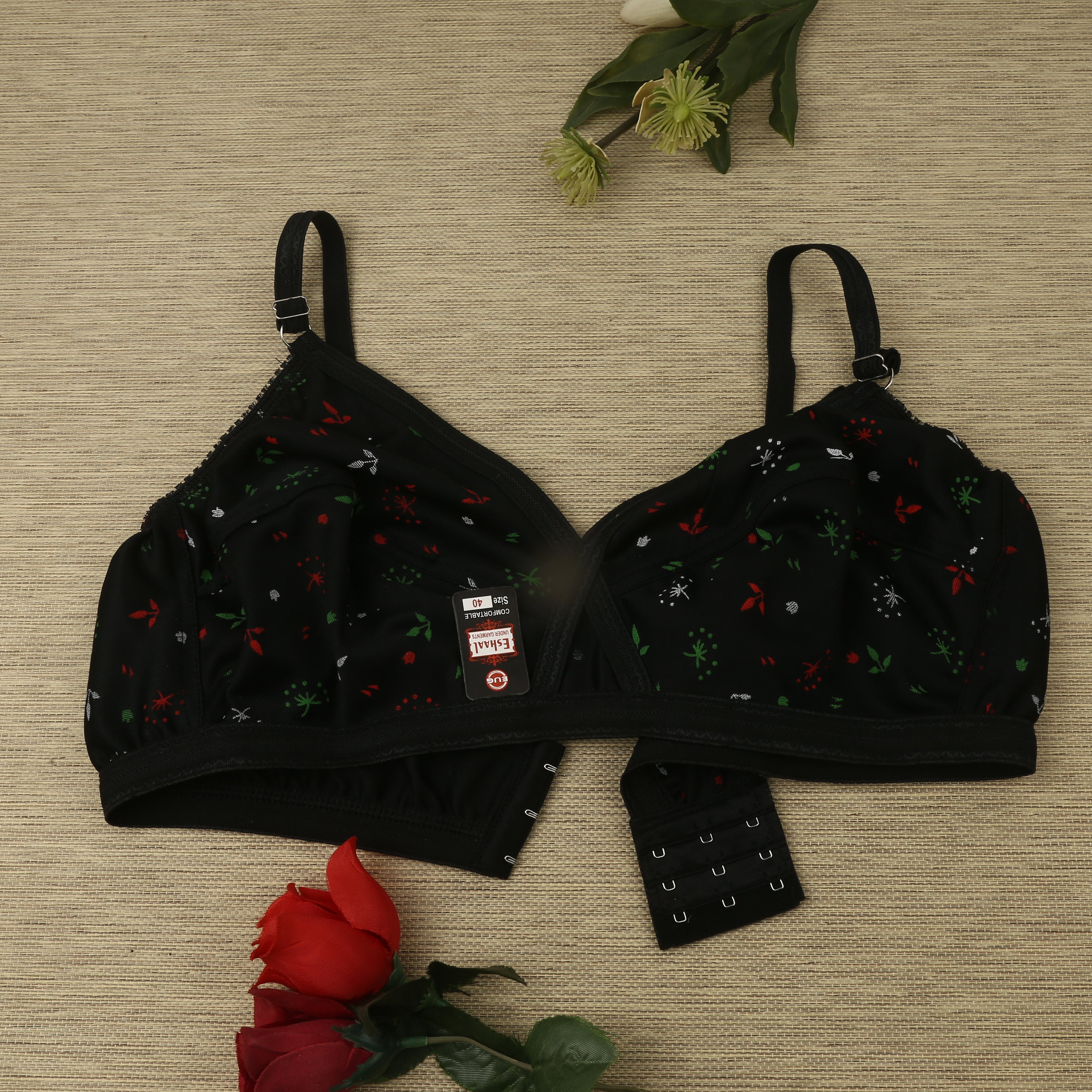 (4) Bra soft  Fabric Printed jersey bra